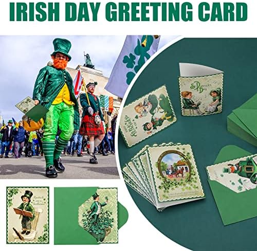 60 парчиња Денот на Свети Патрик разновиден пакет картички за Денот на Денот на Патрик и обвивките Зелен шамар Сен Патрикс Ден