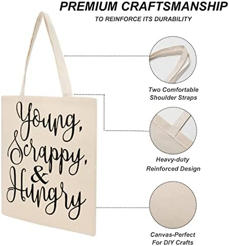 Wengbeauty Canvas Tote Tote Moung Scrappy и гладна рамо торба за еднократна употреба на намирници за купување торбички за ручек за
