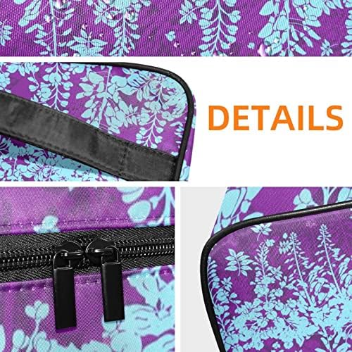 торба за Шминка за Патување јојоамој, Уметничка Тропска Цветна Виолетова Виолетова Голема Козметичка Футрола Организатор На Шминка Со