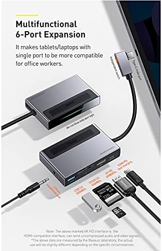 N/A USB Type C Hub до 4K TF SD картички Reader Clip Clip USB C 3.0 ADAPTER DOCK Station Splitter
