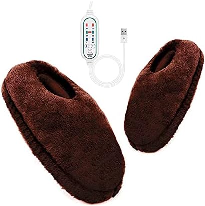 Црни станови за жени мажи жени интерфејс крие USB полнач Електрични топли чевли 3-брзински тајминг термостат зимски плишани чевли