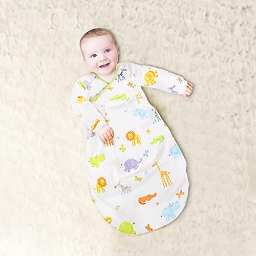 Бебе вреќа за спиење со ракави што се носат ќебето дете, памук, памук, мека облека за спиење, унисекс зелена 3-6 милиони деца за