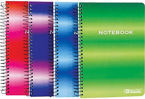 Базична мала подлога за белешки за белешки, 5 x7 Спирална страна, 120 листови со жица од џеб лични тетратки, разновидна боја, 36 пакети