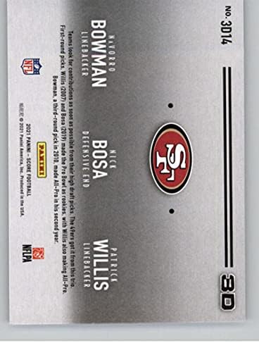 2021 Резултат 3Д 14 Наворо Бауман/Ник Боса/Патрик Вилис Сан Франциско 49ерс НФЛ Фудбалска трговска картичка