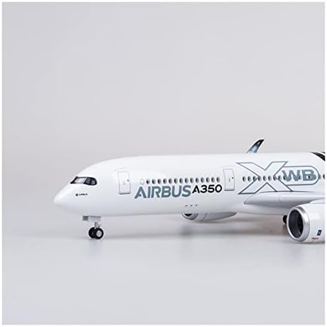 Модели на авиони 47 см погодни за Airbus A350 реалистички прототип на цивилен авион модел со тркала и светла црни јаглеродни влакна обложување