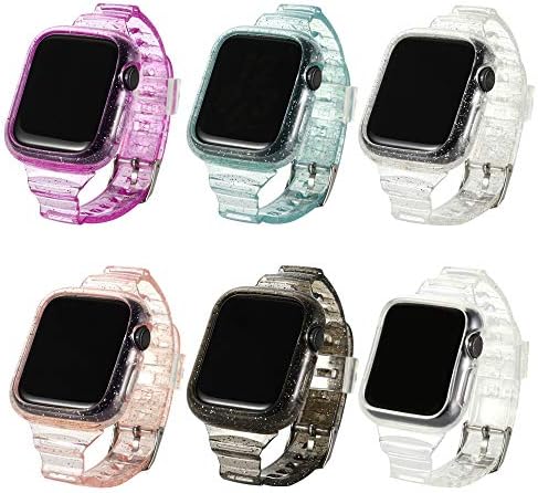 Чисти сјајни часовници со заштитна кутија 38мм/40мм, транспарентен TPU Smart Apple Iwatch Bands, Crystal Sports Sports Bangn