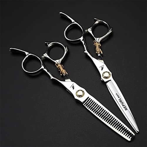 6,0 инчни ножици за сечење на косата, сечење на берберска коса и слабеење на ножици, 440C не'рѓосувачки челик за слабеење ножици за