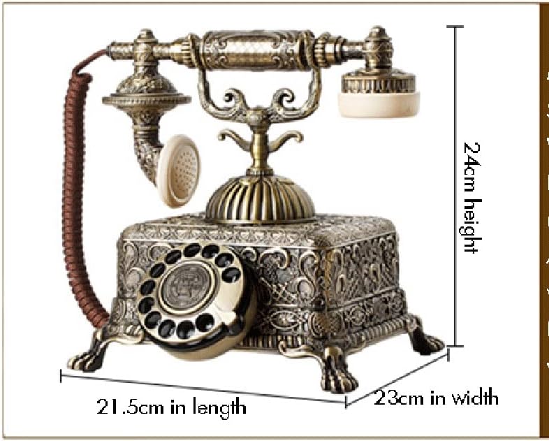 DLVKHKL Метал Гроздобер Антички телефон старомоден телефон со земја со ротационо бирање за декорација на домашни канцеларии
