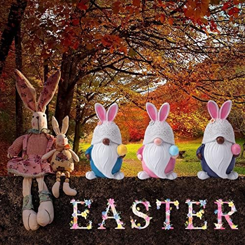 Anlemin Велигденски гноми украси за зајаче елф фигурини за пролетни декор на домашна маса -3 парчиња