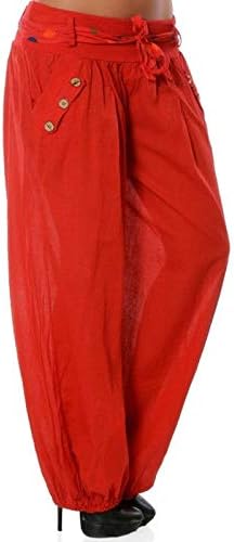 Uktzfbctw цврста боја случајна долга лабава буги панталони жени спортски хареми панталони еластични плажа испорака пуканки XL