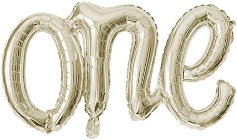 Задоволство од гигантски азбука букви со фолија балони 42 инчи бело злато Едно скрипта балон за балони за забави