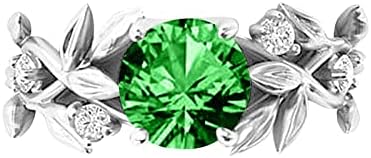 2023 година Нови дијамантски свадбени прстени Вине транспарентен цветен женски сребрен лист цвет подароци прстени со кои се совпаѓаат