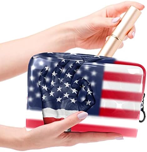Тбуобт Торба За Шминка Патување Козметичка Торба Торбичка Чанта Чанта Со Патент, Знаме Американско Знаме
