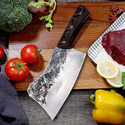 Змеј Рот рака фалсификуван нож за нож за сечење коска од 7 инчи висок јаглероден челик тешки месо месар нож целосен нож за готвач
