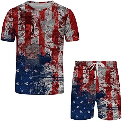 Bmisegm летни маички маички маички за мажи за независност на мажите знаме пролетно летно слободно време спорт удобно костум тенок вклопување