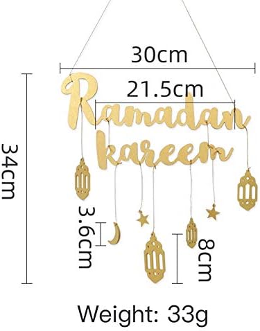 Декорација на Очине Рамадан Карем, дрвена обвивка за приврзок, Еид Мубарак Дрвена висечка плакета знак Месечина starвезда што виси приврзок