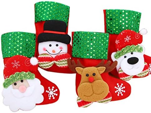 АМОСФУН ДЕТСКИ СТОРКИ 4 ПКС Божиќни чорапи ирваси Санта Снежен човек Декорација Секвен за порибување Божиќни бонбони Подароци за бонбони, кои висат Божиќна декора?