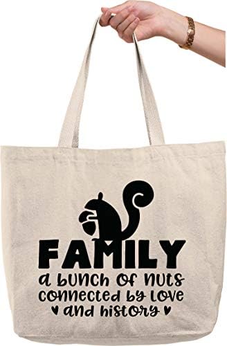Семејство куп ореви поврзани со loveубов и историја верверица смешно природно платно торба смешен подарок