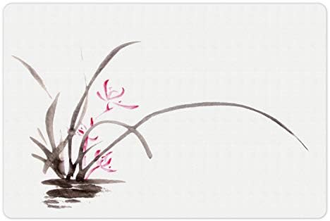 Амбесон Уметност Пет Мат За Храна И Вода, Традиционално Мастило Орхидеи Цвет Цртање Ориентални Кинески Ефекти Тематските Акварел, Не-Лизга