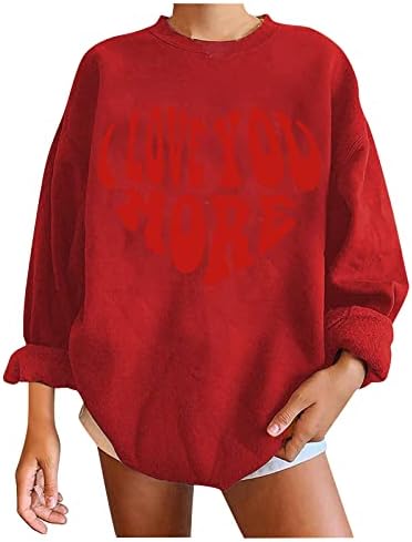 JJHAEVDY џемпери на Денот на вineубените за жени среќни кошули за Денот на вineубените графички долги ракави пулвер врвови блуза