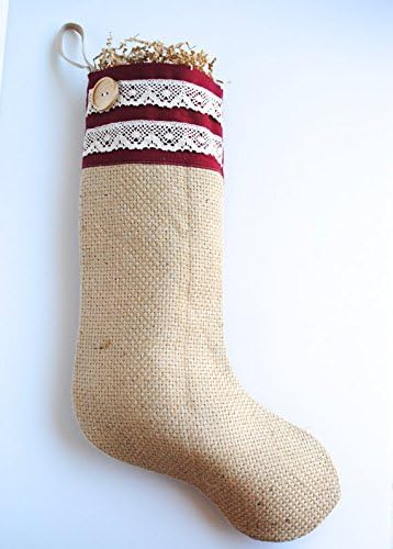 Таа холандска девојка 2 излитена шик Бурлап Божиќни чорапи, Божиќна декорација, порибување на бурлап