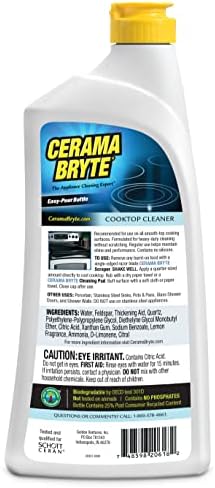 Cerama Bryte отстранува тешки дамки за готвење и чистач на шпорети за стакло - керамички површини, 28 унци, 6 пакувања