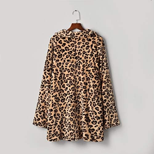 Fuax крзно палто Womanена топло волчен композитен палто кардиган леопард за жени со долги ракави крзнени палта за жени надвор од облеката