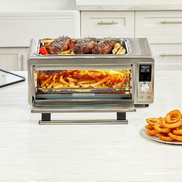 Emeril Power Grill 360, 6-во-1 countertop конвекција на тостер печка со врвна затворена скара, воздух од воздух, печење, тост, печење,