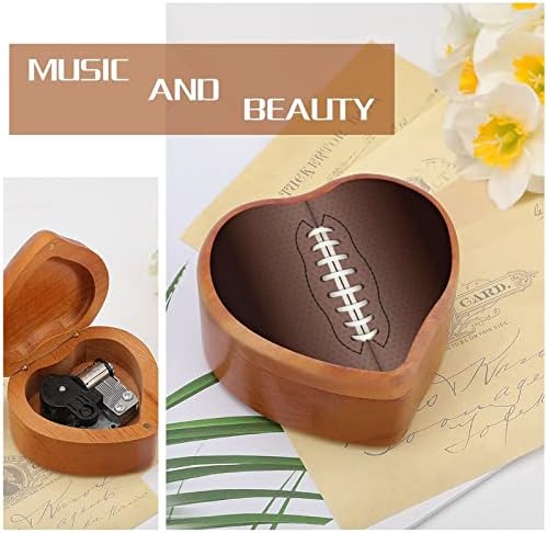 Американски фудбалски рагби -часовници музички кутија гроздобер дрвена форма во облик на музички кутии играчки подароци украси