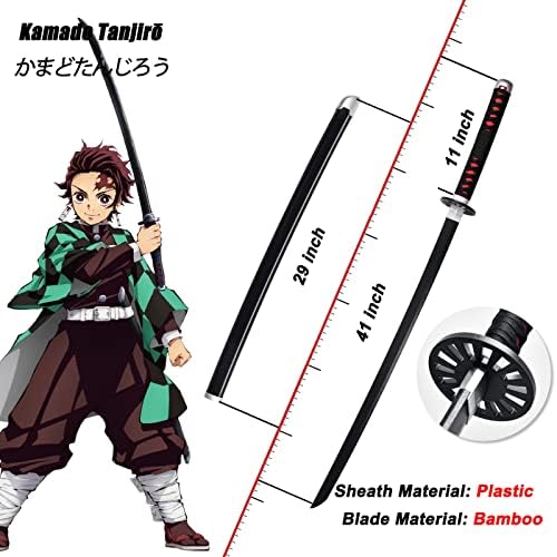 Демон Слејер меч Аниме меч 41inch - Со појас - меч Zenitsu Sword & Tanjirou Sword & Rengoku Sword - Различни стилови на располагање