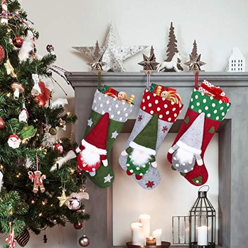 Toyvian 3 Пак Божиќно порибување, 19,6 големи Божиќни чорапи вреќа вреќа Дрво декорација плишано шведски Божиќ гном за семеен празник Божиќни