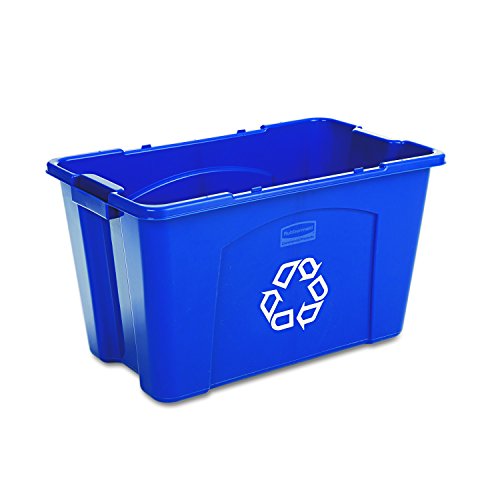 Rubbermaide Commercial Products, Рен за рециклирање/кутија за хартија и пакување, стабилна, 18 гал, за затворено/отворено/гаражи/домови/комерцијални