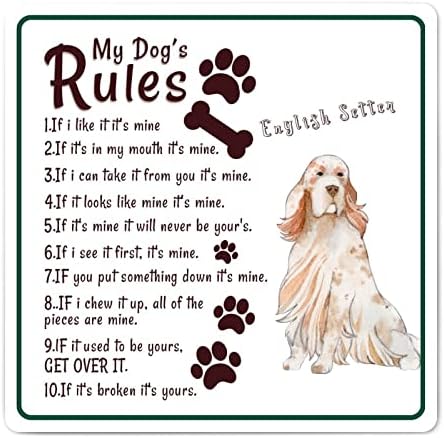Алиојоит Правила На Моето Куче Смешни Метални Кучешки Знаци Плакета Симпатична Кученце Знак Антички Метален Постер Гроздобер Миленичиња