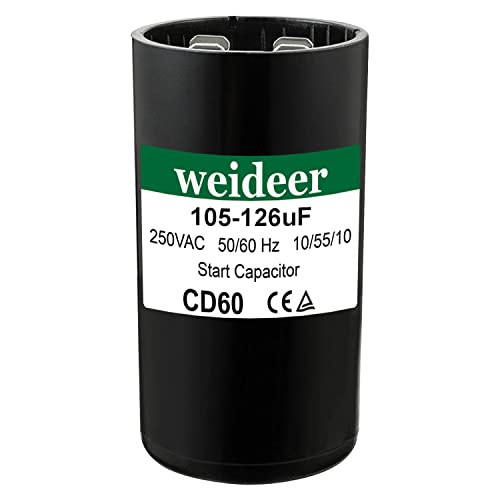 Weideer 105-126 UF/MFD Motor Start Consector 250 VAC Volts 50/60 Hz компатибилен за контролна кутија Френклин 2823008110, 2801084915,