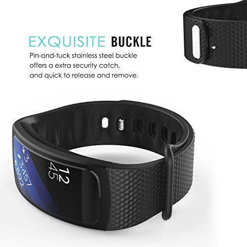 Moko Watch Band компатибилен со Samsung Gear Fit2 / Gear Fit2 Pro, Soft Silicone Sport Sport Band за Samsung Gear Fit 2 SM-R360 / Fit 2 Pro Smart Watch, Black