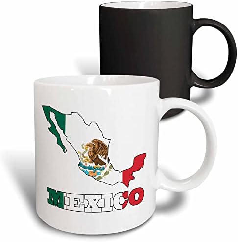 3drose mug_58735_1 Мексиканско знаме во мапата на преглед и букви за Мексико. Керамичка кригла, 11 мл, разнобојно