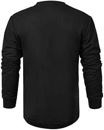Машка маичка за маичка за машка мода на Беу - Основна екипаж со долги ракави, спортски цврсти бои врвови тренингот обични кошули
