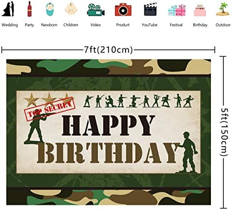 Армиски Војник Среќен Роденден Фотографија Позадина Армија Зелена Маскирна Торта Банер Фото Студио Реквизити