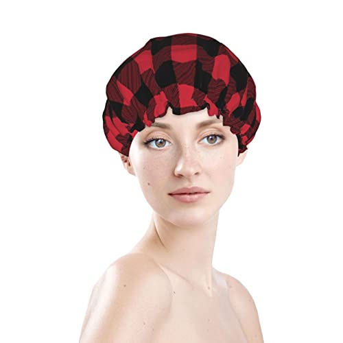 Womenените што можат да се користат за истегнување на полите, шапка за коса Бафало карирано среќен кампер двојни слоеви водоотпорна