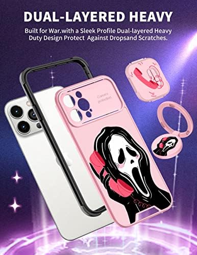 Goocrux (2in1 за iPhone 12 Pro Max Случај Черепот Скелет За Жени Девојки Симпатична Девојка Розова Телефон Покритие Готски Дизајн Со Слајд