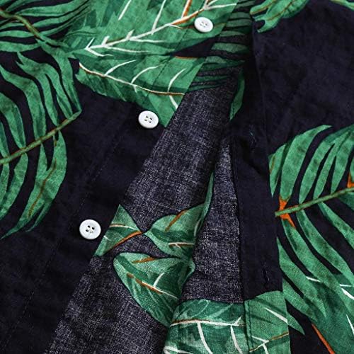 Ubst Mens летни хавајски кошули со краток ракав Тропски цветно печатење копче надолу алоха врвови опуштено вклопување кошула на плажа