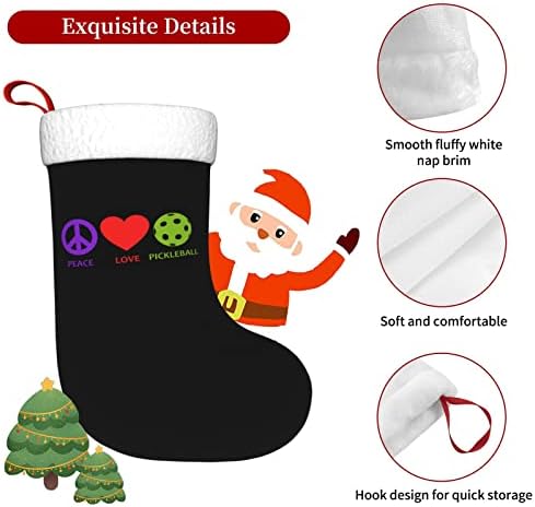 Cutedwarf Peace Love Pickleball Cristma Codrings Божиќни украси на дрво Божиќни чорапи за Божиќни празнични забави подароци 18-инчи