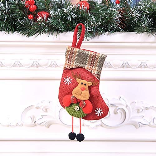 Декор Божиќ што виси бонбони подарок Дедо Мни од дрво Мини чорап Божиќ, порибување дома украс, занишан автомобил животни
