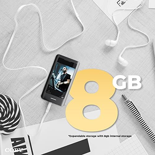 Coby 8GB MP3 плеер со фото и видео камера, 2,8 екран на допир со звучник, Hifi Sound Mp3 Music Player со FM Radio, поддржува Minisd картички