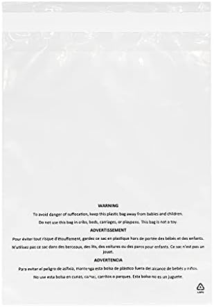 Полипакери - 9 ”x 12” само -запечатете ги чисти поли -торби со предупредување за задушување - трајно лепило - ФБА во согласност со