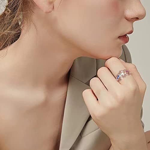 2023 Нов сет на круни сет циркон розово злато прстен за жени моден накит Популарни додатоци за жени прстени во западен стил