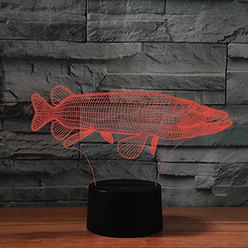 Jinnwell 3D Fish Night Light LAMP илузија 7 Промена на допир за менување на допир табела за декорација на табели за декорација на ламби со