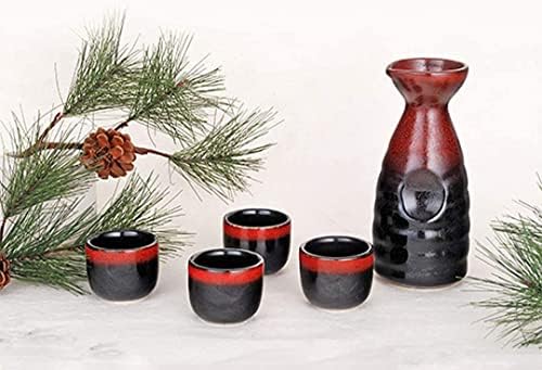Среќна продажба 5 парчиња керамички ради сет - црвена и црна боја
