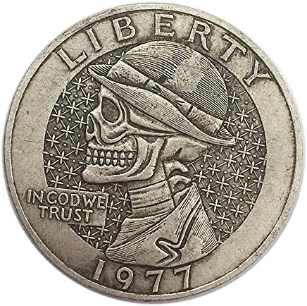 Врежана 1977 година Криејтив Американ 骷髅 Монета за монети за монети Микро колекција Колекција Комеморативна монета