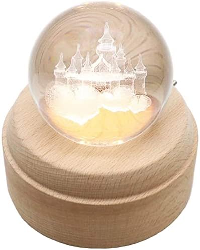 Музички подароци на Луваду, музичка кутија со проекција предводена од светлина и дрвена база, 3Д кристална топка музичка кутија замок